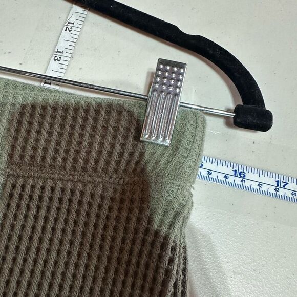 Aerie Women’s Waffle Hi Waisted Flare Leg Pants Green Size Medium Pull on Lounge - Picture 3 of 14